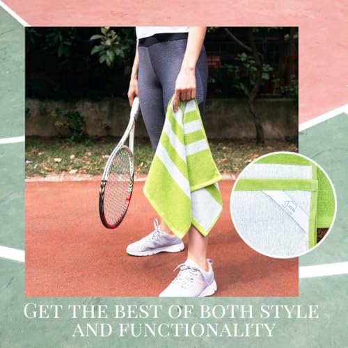Luzia Striped Workout Towel for Sweat (Pack of 2) - Premium Quality 100% Turkish Cotton - Lightweight and Super Absorbent ...