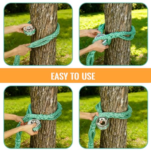 tonchean Rigging Ring Sling Rope 3/4” × 7.22FT Arboart Rope Sling with 28mm Inner Diameter Aluminum Rigging Ring 7-Pocket ...