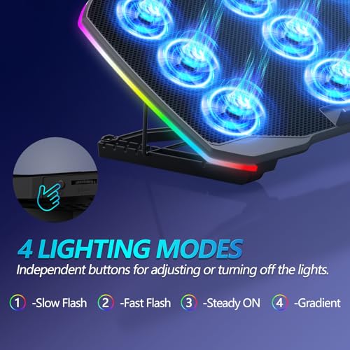 AIMIUZI Laptop Cooling Pad, Gaming Laptop Cooler with 9 Quiet Fans, Laptop Cooling Stand for 12-17 Inch, Laptop Computer F...