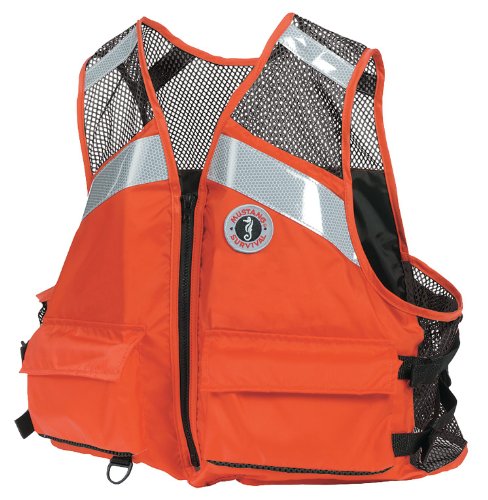 Mustang Industrial Mesh Life Jacket, Orange - Yellow/Navy