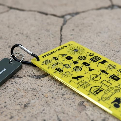 Acecare North American Ranging Card – Mils Scale Tactical Distance Card with Carabiner, Survival Whistle & Scented Tag – O...