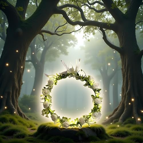 Seadiquiet White Vintage LED Flower Crown, Glow Flower Wreath Headbands Luminous Led Bridal Headpiece Wedding Headdress Ha...