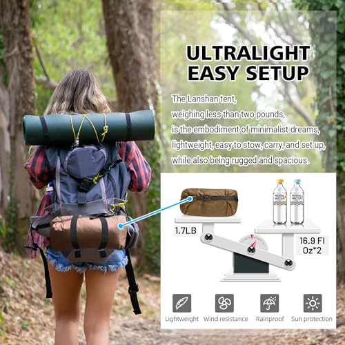 3F UL Gear Lanshan Ultralight 1-Person or 2-Person Backpacking Tent, 3-Season or 4-Season, Outdoor Lightweight Waterproof ...