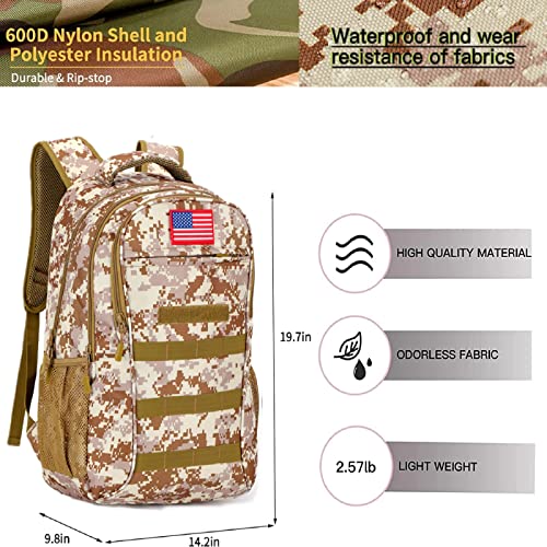 HYSANOG Boys Backpack for School,Military Teen Boys Backpack with USB Charging Pot,Camo Backpack Men 40L