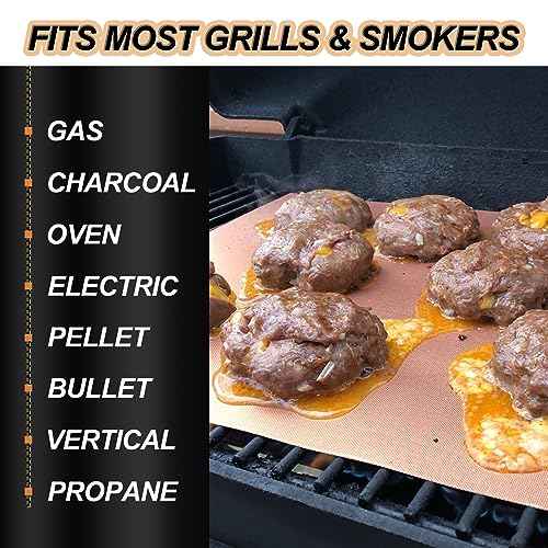 UBeesize Copper Grill Mats for Outdoor Grill ? 6 Pack Heavy-Duty, Non-Stick BBQ Grilling Mat & Baking Mats, Reusable, Easy-Clean for Gas, Charcoal, Electric Grills (15.75 x 13 Inch)