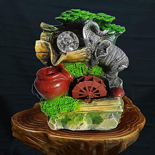 WAWLIVING Tabletop Fountain Indoor Small Rockery Desktop Mountain Cascading Waterfalls with Rolling Ball Waterwheel for Gi...