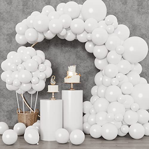 RUBFAC 129pcs White Balloons Different Sizes 18 12 10 5 Inch for Garland Arch,Party Latex Balloons for Birthday Party Wedd...