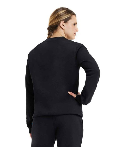 ARENA Unisex Adults Solid Cotton Sweatshirt Active Men’s and Women’s Long Sleeve Crew Neck Regular Fit Pullover Top, Black, Medium