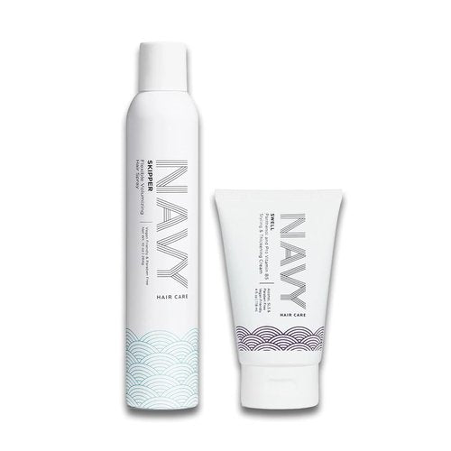 NAVY HAIR CARE Skipper Volumizing Spray + Swell Thickening Cream | Style Hair to have a Flexible and Non-Greasy Finish | 10 oz + 4 oz