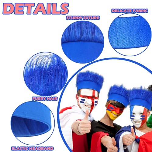 Popuid 6Pcs Hairy Headbands Flowy Troll Crazy Hair & Stickers - Spirit Week Accessories Cheering Headwear Costume Adult (P...