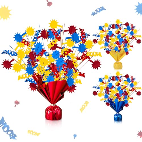 Maysing 3 Sets Hero Foil Spray Centerpiece Party Boom Table Decorations for Banquet Karaoke 50s Wedding Graduation Red Yel...