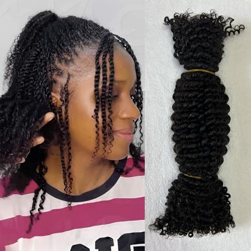 Springy Afro Twist Human Pre Separated Bulk Hair Extensions Mini Kinky Curly Twist With Extensions Crochet Braids Bundles Marley Twists Braiding Hair for Women 20 Inch 100g