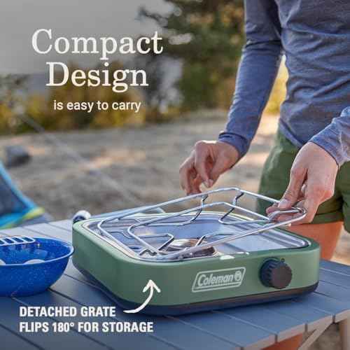 Coleman Cascade 18 1-Burner Camping Stove, Portable Cooktop with 8000 BTUs & Matchless Lighting, Fits 12-Inch Pan, Great for Outdoor Cooking, Camping, Tailgating, Grilling, BBQs, & More