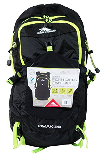 High Sierra 28 Liter Front-Loading Frame Pack - OMAK 28 Urban/Trail Hiking (Hydration Access Ready) (Black/Yellow)