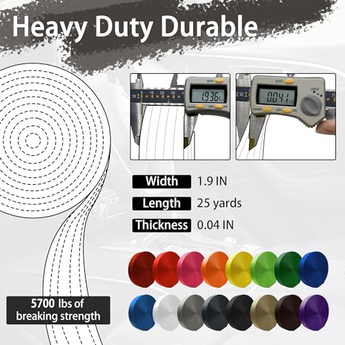 WEBSUKA Polyester Webbing Strap 16+Colors – 1"&1.5"&1.9" – 16.5 25 33 55 Yards Heavy Duty Webbing Roll, Flat Webbing Strap...
