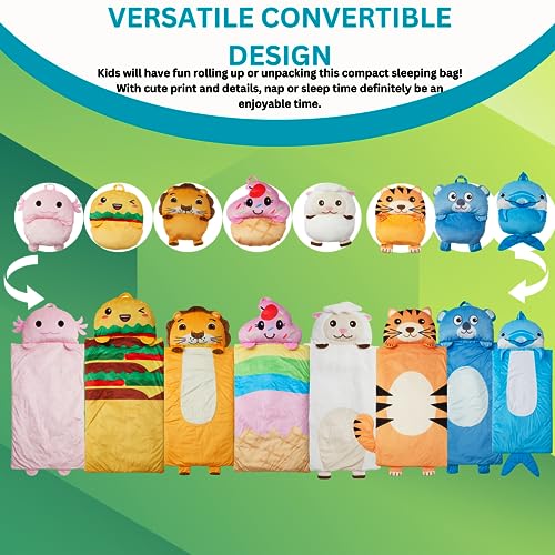 Kid's Nap Buddies Character Preschool Nap Mat, Toddler Sleeping Bag with Pillow for Daycare, Ages 3+