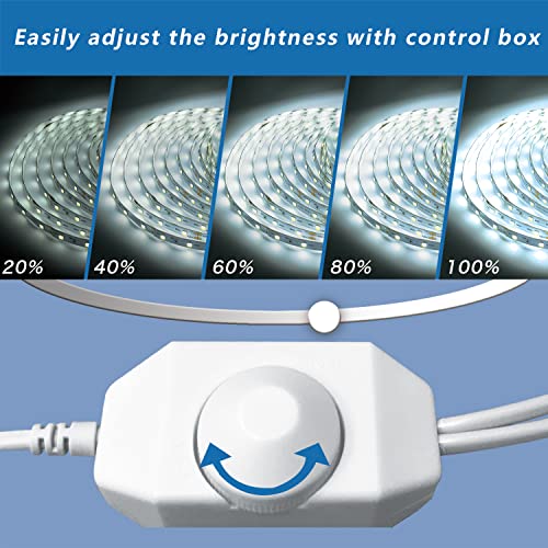 phopollo White LED Strip Lights, 50ft (2 Rolls of 25ft) Dimmable 6500k Daylight White Led Light Strip, 900 LEDs 24V Led Li...
