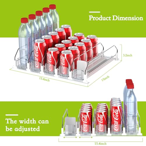 Drink Organizer for Fridge,Self Pushing Fridge Drink Organizer,Automatic Drink Dispenser for Fridge-Holds up to 25 Cans
