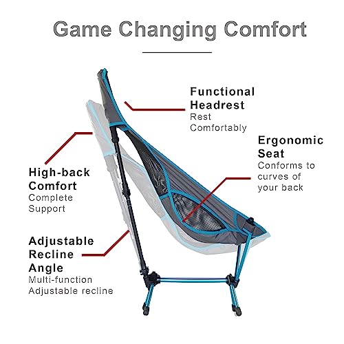 Get Out Gear TrekChair V2 Highback Backpacking Chair | 2-in-1 Trekking Pole and Camp Chair System | Extra Large and Wide w...