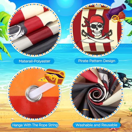 Caribbean Pirate Ship Party Backdrop Banner for Pirate Party Decorations Pirates Birthday Backdrop Sign Favors Photo Booth...