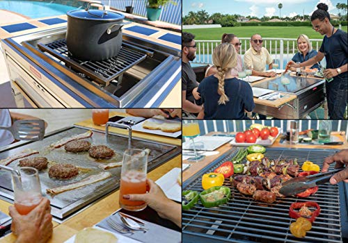My Hibachi BBQ 3-in-1 Sit Around Grill with Flat Top Teppanyaki Griddle, BBQ Rack and Cast Iron Grill - Propane Gas and St...