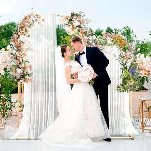Metal Arch Backdrop Stand, 7.2FT+6FT Wedding Arch Frame, Gold Wedding Arch Backdrop Stand Set of 2, Balloon Arch Backdrop ...