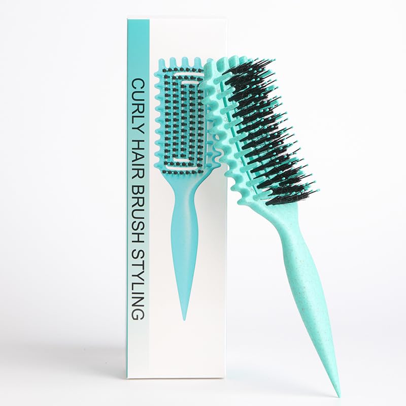 Curl Defining Brush, Curl Brush For Curly Hair, Curly Hair Brush for Combing and Shaping Curls, Vented Curl Hair Brush (Green)