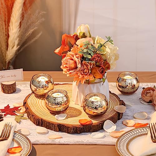 LAMORGIFT 12 Pcs Gold Votive Candle Holders -Gold Mercury Glass Candle Holders, Diwali Decorations for Home, Wedding Cente...
