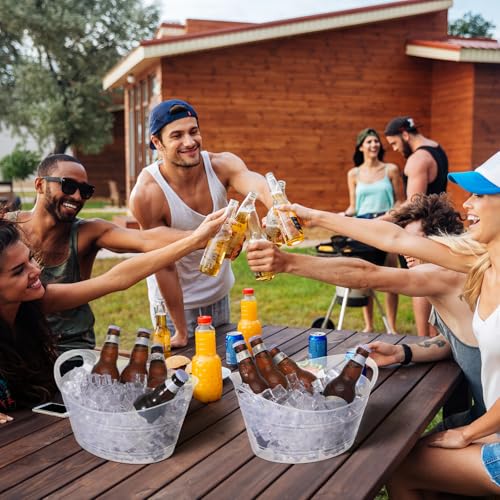 Patelai 6 Pcs Ice Buckets Bulk, Plastic Ice Buckets with Handles, Oval Storage Tub, Large Capacity Drink Tub for Party Bar...