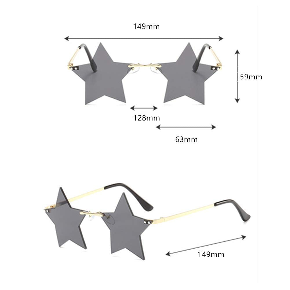 Rimless Star shape Sunglasses Personality Sun Glasses for women/men Party glasses personality pentagram eyewears (Deep purple)