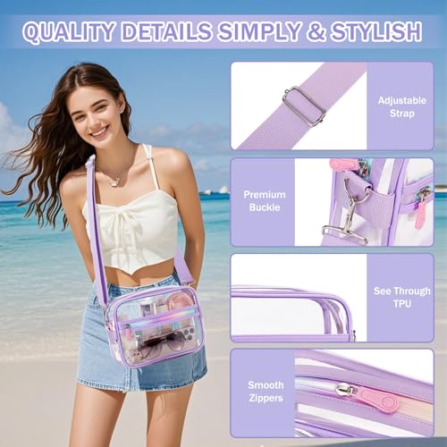 MUSEVOS Clear Bag for Stadium Events Transparent Crossbody Bag Purse Adjustable Strap Shoulder Bags