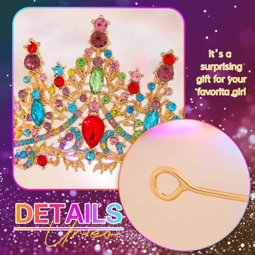 Urieo Light Up Crystal Crown Colorful Rhinestone Tiara Headbands Carnival Princess Prom Halloween Hair Accessories for Women