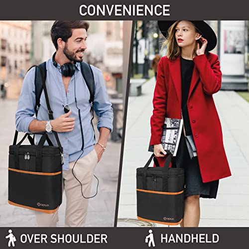 opux 6 Bottle Carrier Tote | Insulated Padded Wine Cooler Bag for Travel. Picnic, BYOB | Portable Leakproof Wine Tote Bag ...
