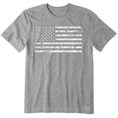 Life is Good Mens Crusher Tee Shirt, Short Sleeve Cotton Graphic T-Shirts, Classic Flag USA