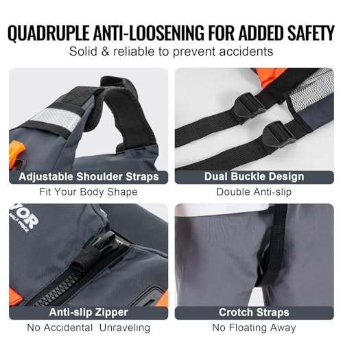 VEVOR Life Vest for Watersports (PFD), Life Jacket with Waterproof Nylon & 80N Buoyancy, Life Vest/Jacket for Any Water Ac...