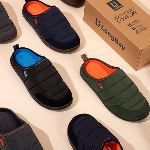 LongBay Men's Memory Foam Slip-on House Slippers