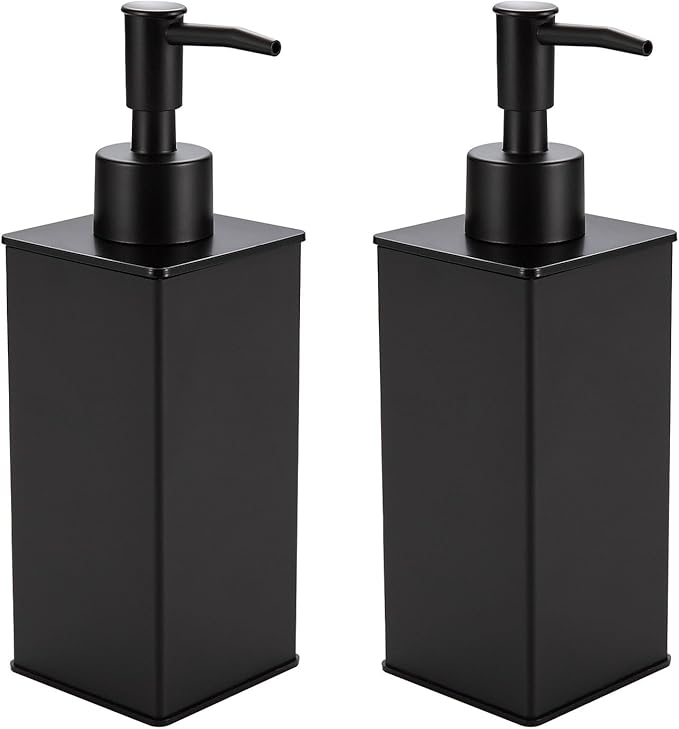 Soap Dispenser Matte Black,Table Standing for Bathroom Kitchen and Hotel, Anti-Rust with Durable Aluminium (2 Packs)