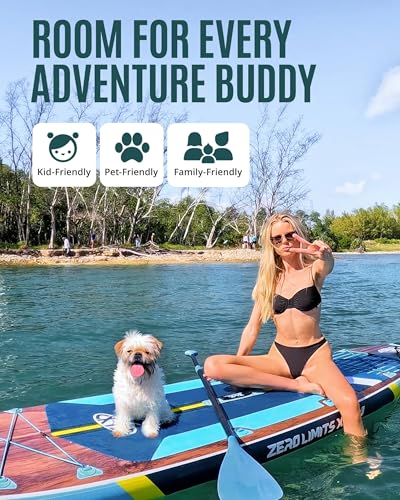 ZLX 11'6" Extra Wide Inflatable Stand Up Paddle Board SUP, Stable Non-Slip Deck Pad, Unique Fin System and Premium iSUP Ac...