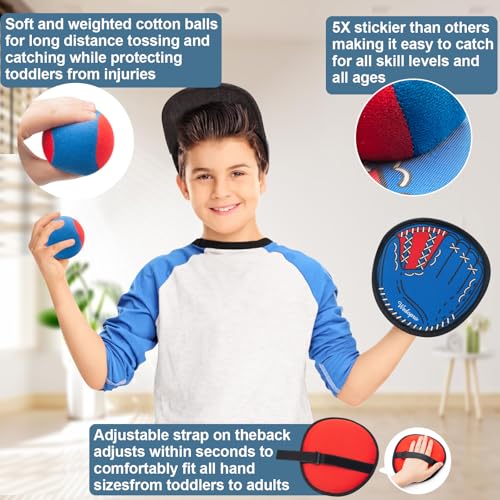 Toss and Catch Ball Game, Kids Toddler Baseball Glove & Catch Ball Toys, Kids Outdoor Games for Family, Toys for Beach Yar...