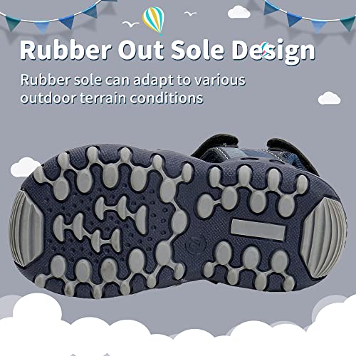 Apakowa Kids Boys Sandals Summer Outdoor Athletic Double Strap Closed-Toe Beach Sandals Sport (Toddler/Little Kid)