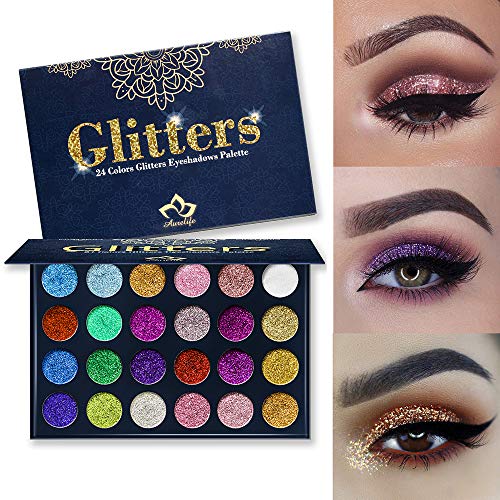 Aolailiya 24 Color Pressed Glitter Eyeshadow Palette - Mineral Ultra Shimmer Makeup Palette Eye Shadow Powder Long Lasting...
