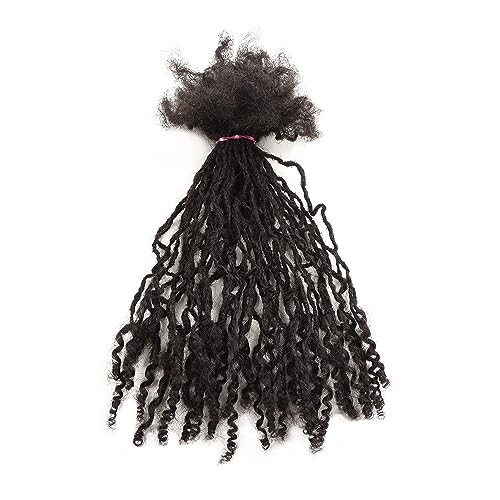 Orientfashion 8 inch 0.2cm Width 100% Real Human Hair Micro Dreadlock Extensions with Curly Ends Natural Black Curly Locs Can Be Dyed Bleached Curled And Twisted(8inch 0.2cm 40Strands, Natural black)