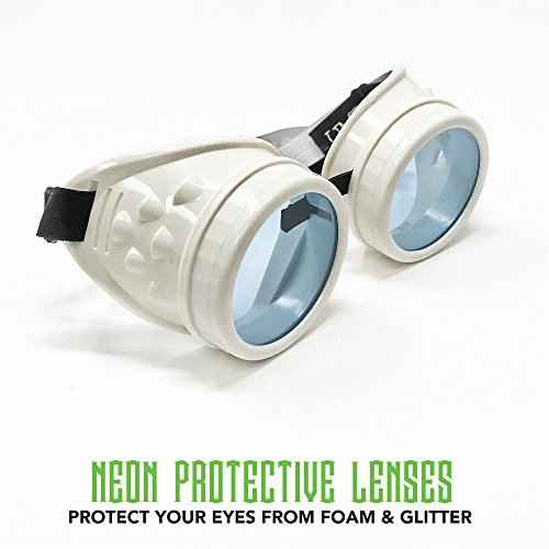UMBRELLALABORATORY Hyper Vision goggles white Steampunk Rave Meme Glasses - nerd funny gift for men women