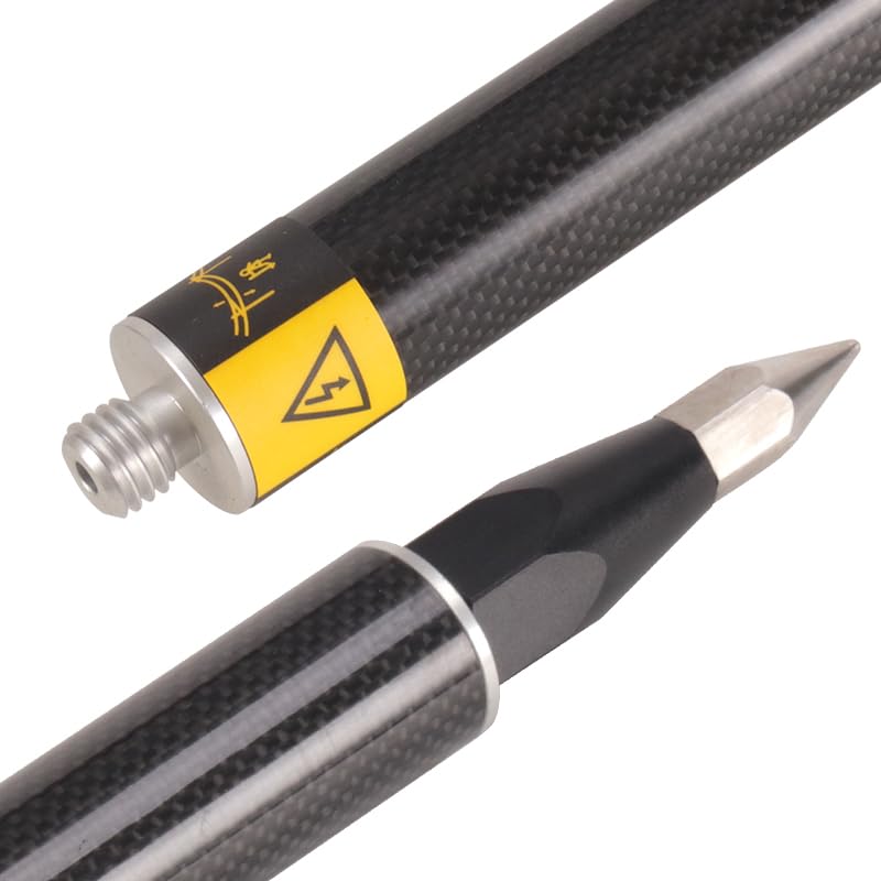 DMITER 6.56 FT/2 M Carbon Fiber GPS Pole, 2 Section Surveying Rod with 5/8” Adapter and 20-Minute Level Vials for Land Sur...
