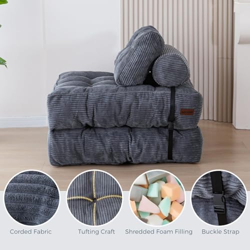 MAXYOYO Folding Sofa Bed, Convertible Sleeper Chair with Pillow Foldable Mattress with Back Support, Portable Fold Out Cha...