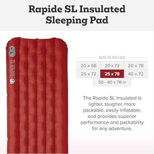 Big Agnes Rapide SL - Insulated Sleeping Pad, Ultralight, All Season Compact Backpacking and Hiking, Pumphouse Sack Includ...