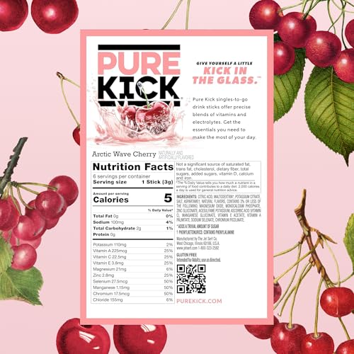 Pure Kick - Singles to Go Pack of 6 - Flavored Arctic Wave Cherry