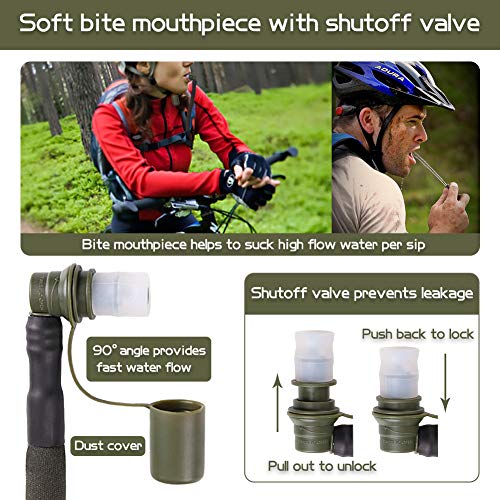2L Hydration Bladder, BPA Free Water Bladder for Hiking Backpack 2 Liter Military Green Water Storage Bag with Insulated T...