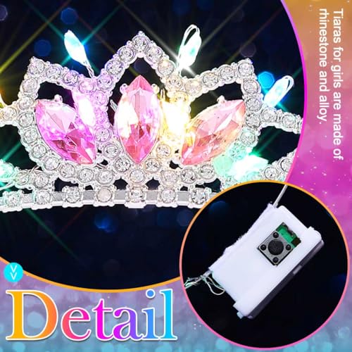 Kilshye Light Up Tiara LED Rhinestone Tiaras Headband (Pink)