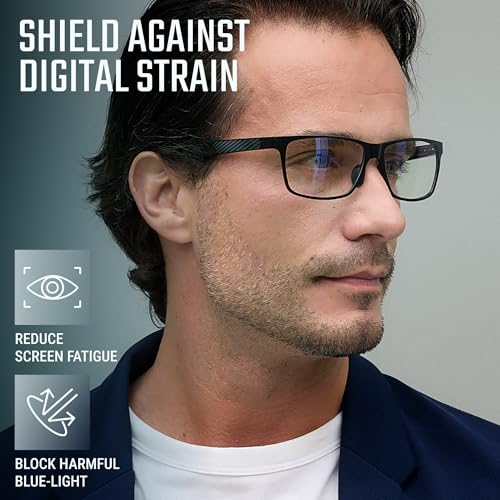 Carbon Blue Light Blocking Glasses Men for Computer, Gaming, Metal Frame Green Light Protection Night Driving Glasses for Man